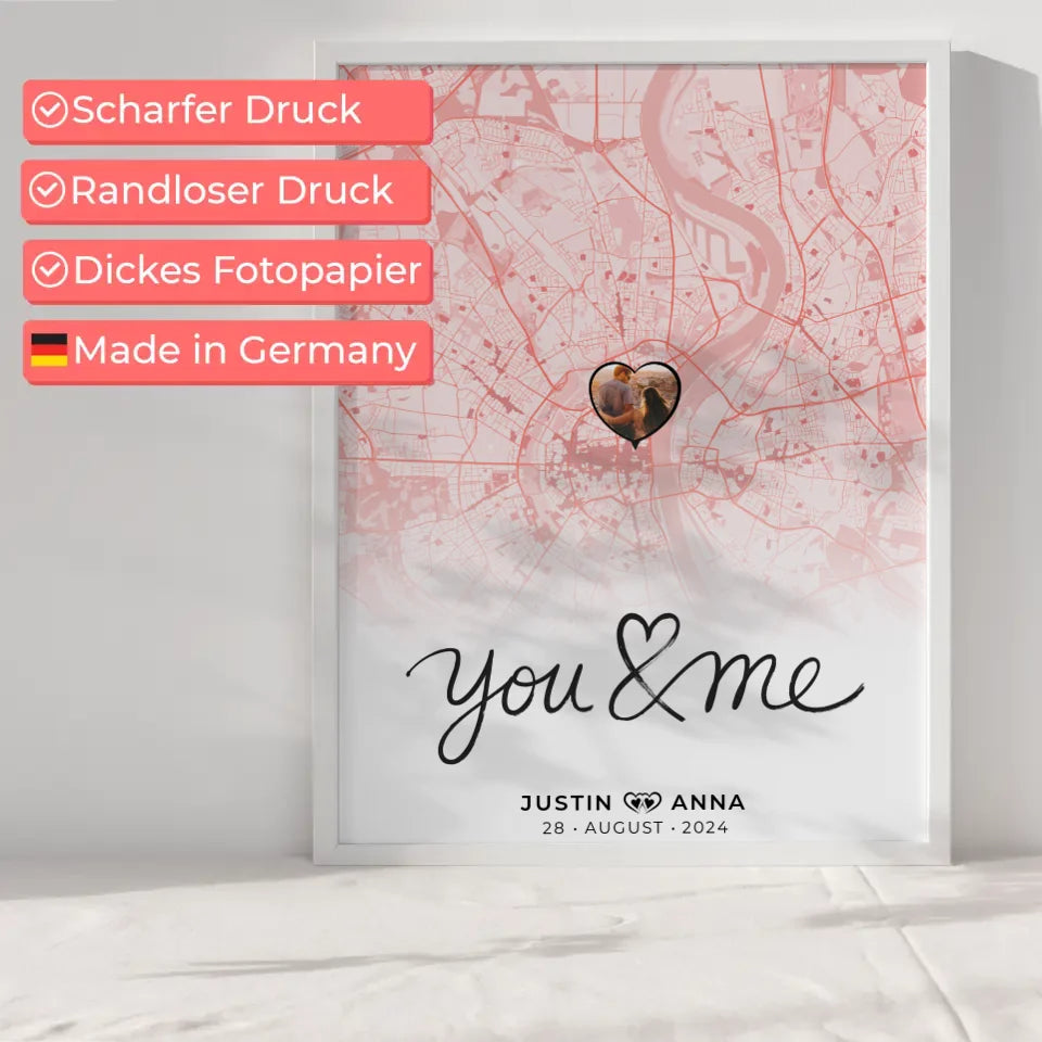 Stadkarten Poster Paare You & Me Roserot Wo Alles Begann