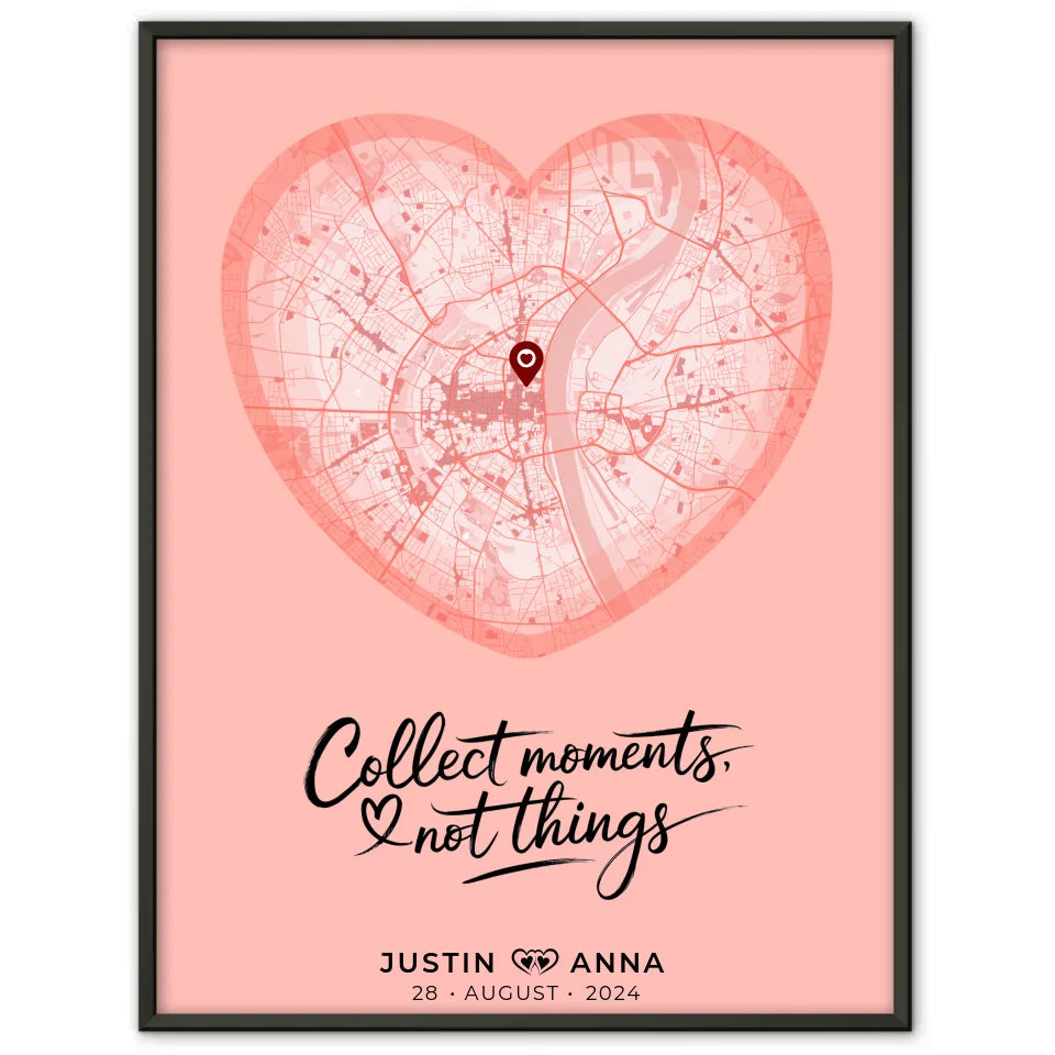 Personalisiert Stadtkarten Poster Paare Herz Altrosa Collect Moments Not Things Wo Alles Begann