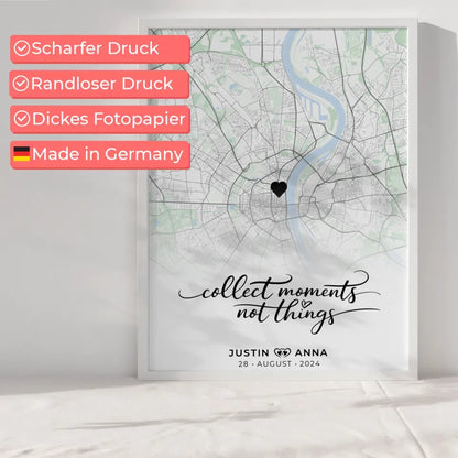 Personalisiertes Stadtkarten Poster für Paare Collect Moments Natur Wo Alles Begann