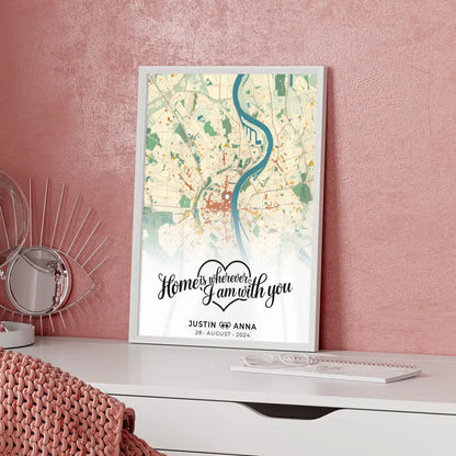 Personalisiert Stadtkarten Poster Paare Home Is Retro Wo Alles Begann