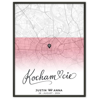 Stadtkartenposter Paare Urlaub Polen Kocham Cie Foto Map Marker