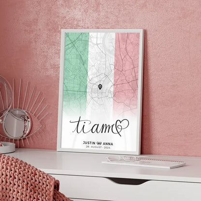 Stadtkartenposter für Paare Urlaub Italien Ti Amo