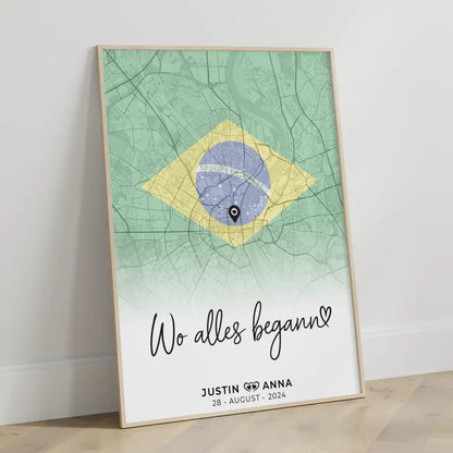 Personalisiertes Stadtkartenposter Paare Urlaub Brasilien Wo Alles Begann