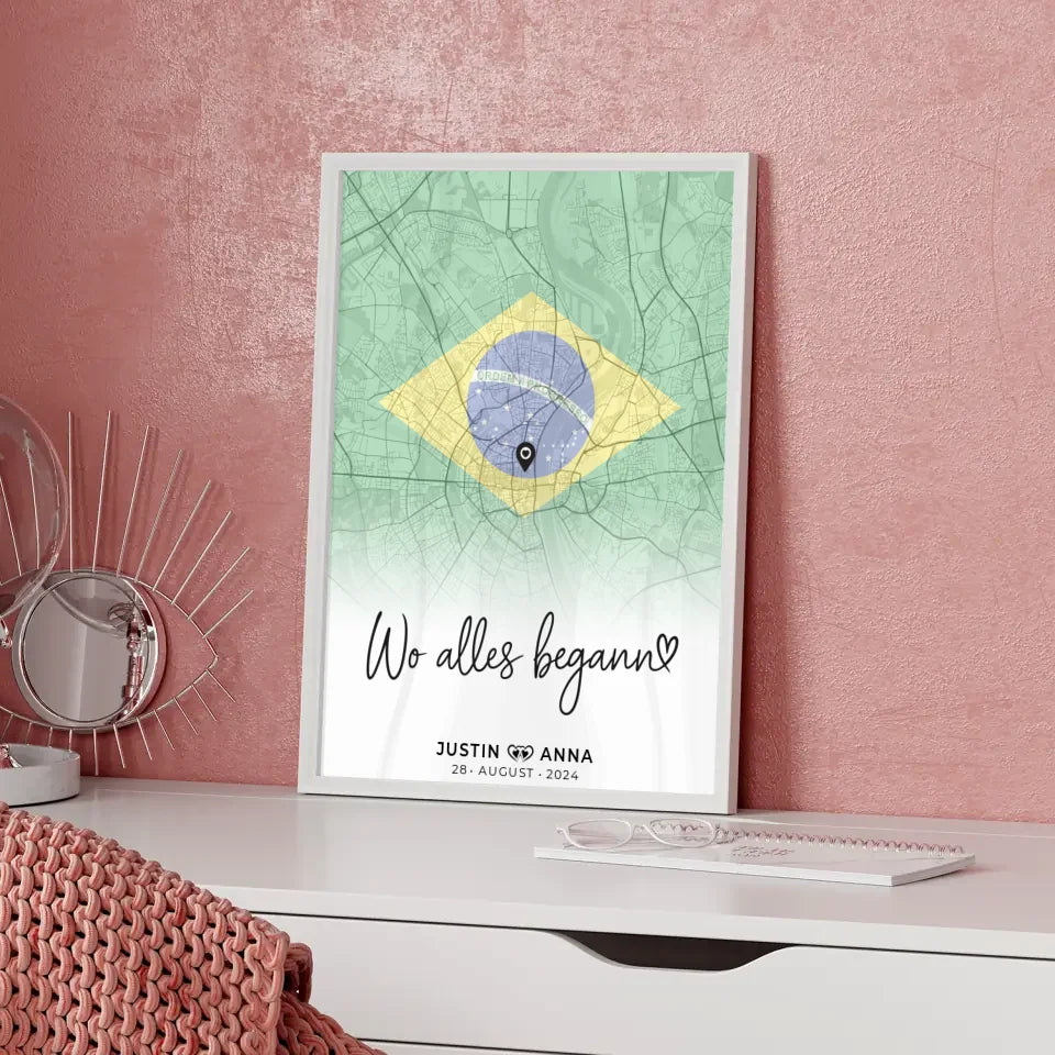 Personalisiertes Stadtkartenposter Paare Urlaub Brasilien Wo Alles Begann