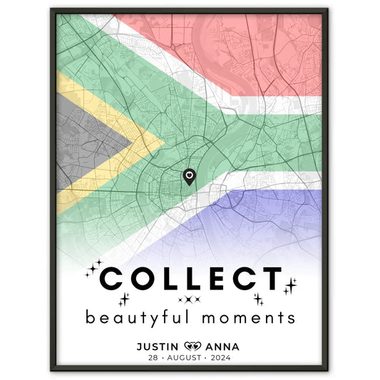 Stadtkartenposter für Paare aus Südafrika Collect Beautiful Moments