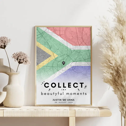 Stadtkartenposter für Paare aus Südafrika Collect Beautiful Moments