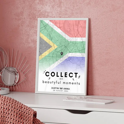 Stadtkartenposter für Paare aus Südafrika Collect Beautiful Moments