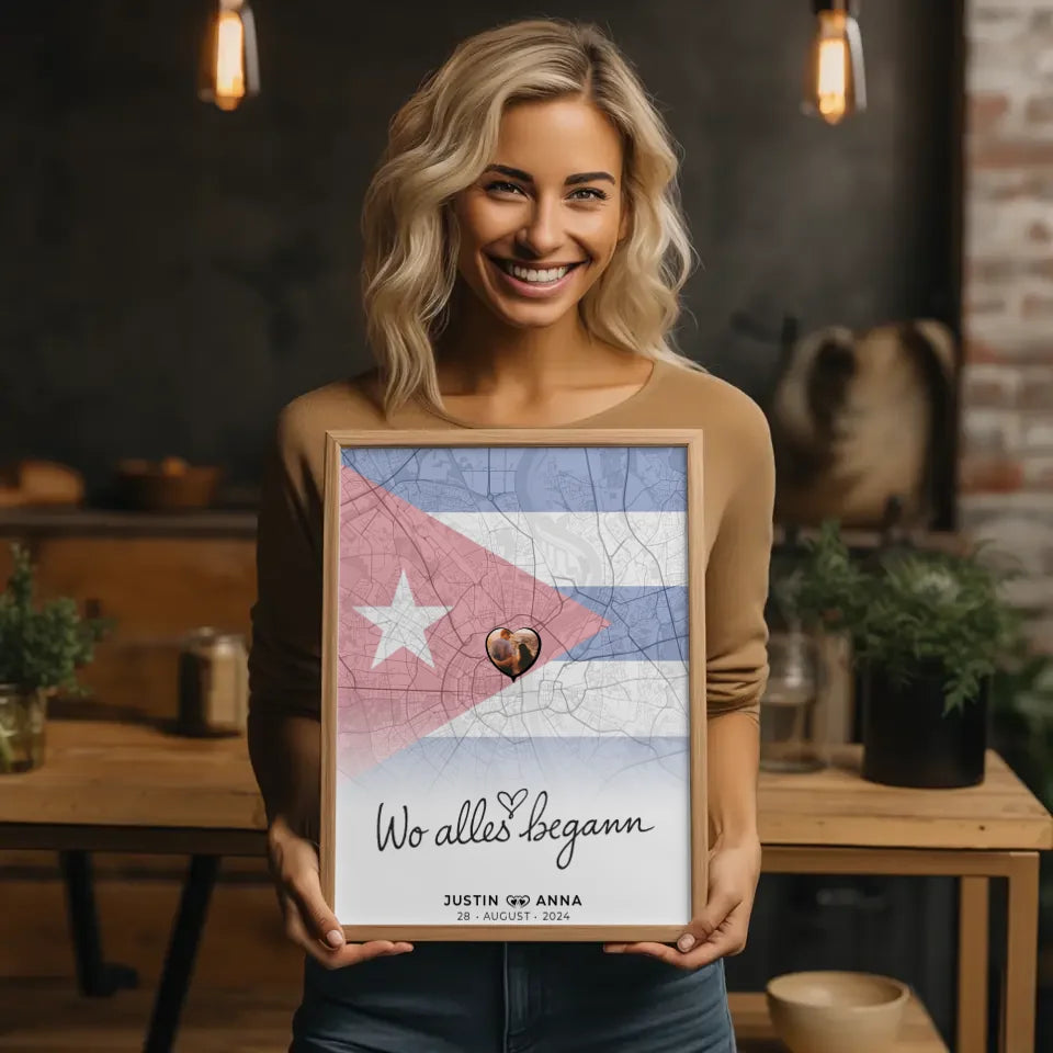 Personalisiertes Foto Poster Paare Stadtkarte Cuba Kuba Wo Alles Begann