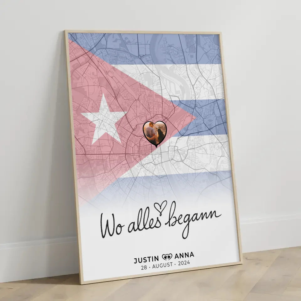 Personalisiertes Foto Poster Paare Stadtkarte Cuba Kuba Wo Alles Begann