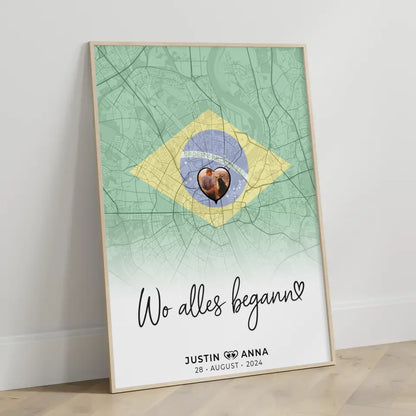 Personalisiert Foto Poster Stadtkarte Brasilien Paare Wo Alles Begann