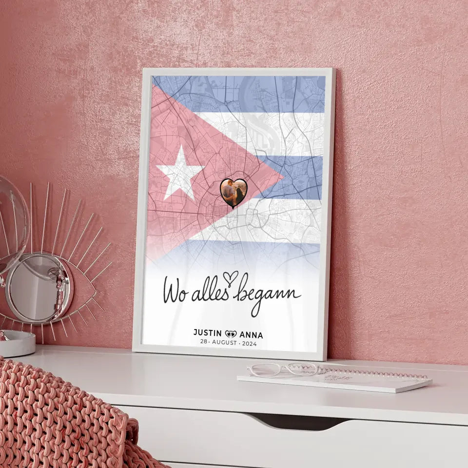 Personalisiertes Foto Poster Paare Stadtkarte Cuba Kuba Wo Alles Begann