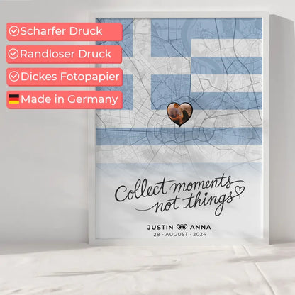 Personalisiert Foto Poster Paare Stadtkarte Griechenland Collect Moments