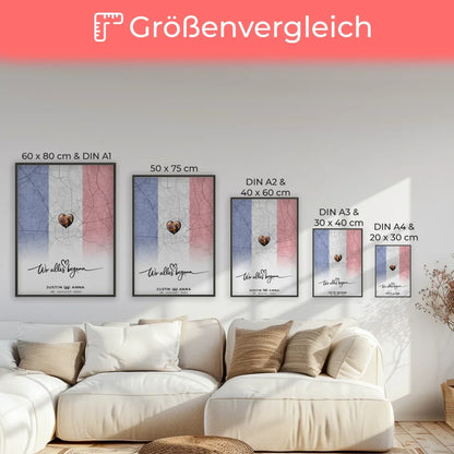 Personalisiertes Foto Poster Paare Stadtkarte Frankreich Wo Alles Begann