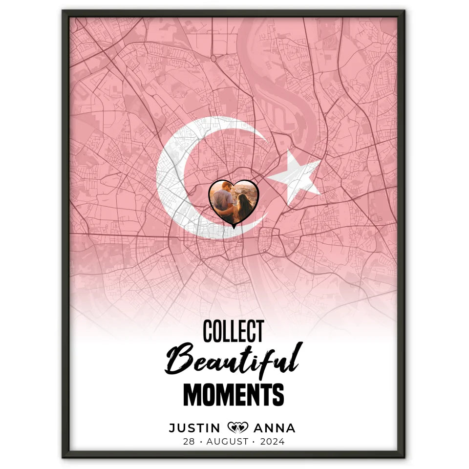 Personalisiertes Foto Poster Paare Stadtkarte Türkei Collect Beautyful Moments