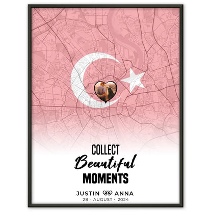 Personalisiertes Foto Poster Paare Stadtkarte Türkei Collect Beautyful Moments