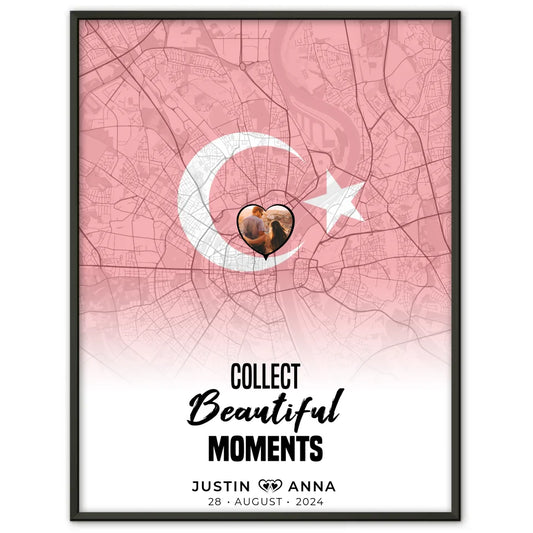 Personalisiertes Foto Poster Paare Stadtkarte Türkei Collect Beautyful Moments