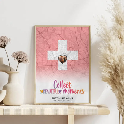 Poster Stadtkarte Schweiz für Paare Collect Beautyful Moments