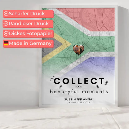 Personalisiert Poster Paare Stadtkarte Südafrika Collect Beautyful Moments