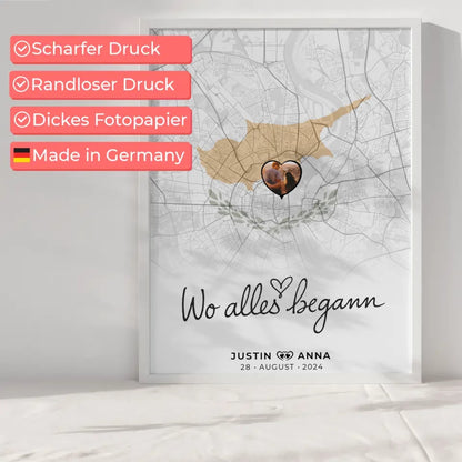 Personalisiertes Foto Poster Paare Stadtkarte Zypern Wo Alles Begann