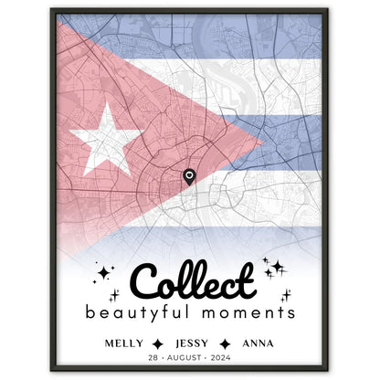 Personalisiertes Poster Freundinnen Stadtkarte Urlaub Kuba Collect Beautyful Moments