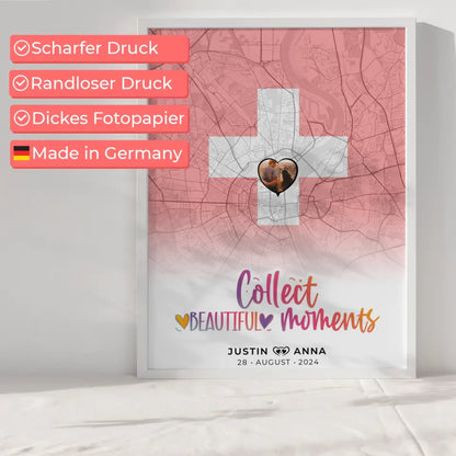 Poster Stadtkarte Schweiz für Paare Collect Beautyful Moments