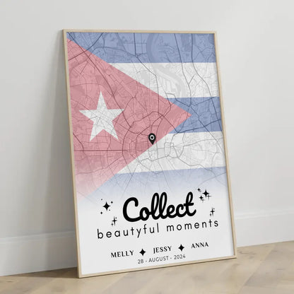 Personalisiertes Poster Freundinnen Stadtkarte Urlaub Kuba Collect Beautyful Moments