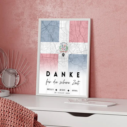 Personalisiertes Poster für Schwester Stadtkarte Dominikanische Republik Danke Für Die Schöne Zeit