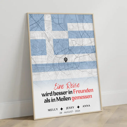 Personalisiertes Poster für Schwester mit Stadtkarte Urlaub Griechenland