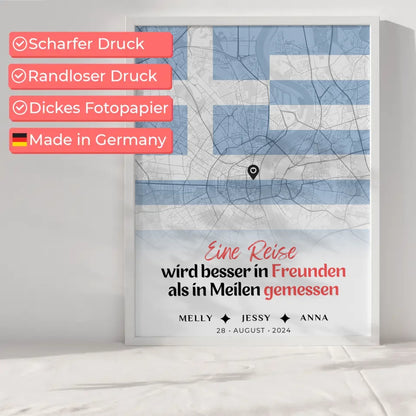 Personalisiertes Poster für Schwester mit Stadtkarte Urlaub Griechenland