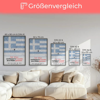 Personalisiertes Poster für Schwester mit Stadtkarte Urlaub Griechenland