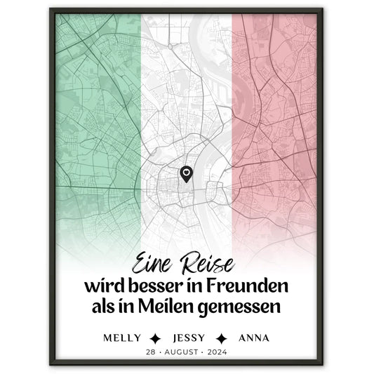 Personalisiertes Poster Freundinnen Stadtkarte Italien Urlaub Besser In Freunden Gemessen