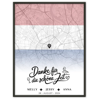 Personalisiertes Poster Freundinnen Stadtkarte Urlaub Niederlande Danke Für Die Schöne Zeit