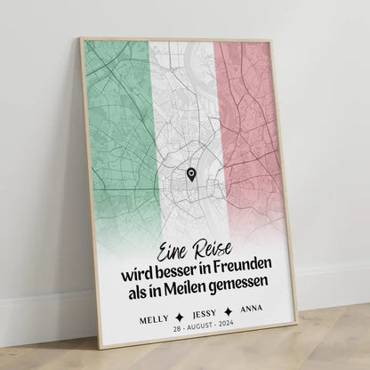 Personalisiertes Poster Freundinnen Stadtkarte Italien Urlaub Besser In Freunden Gemessen