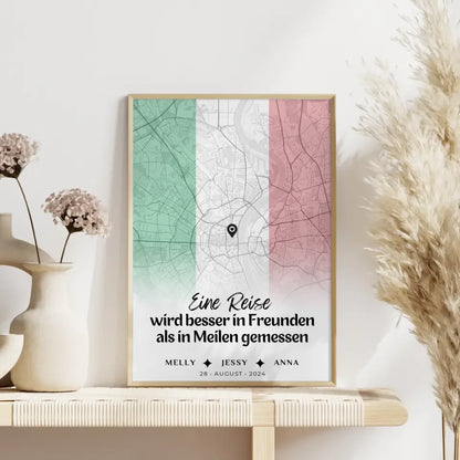 Personalisiertes Poster Freundinnen Stadtkarte Italien Urlaub Besser In Freunden Gemessen