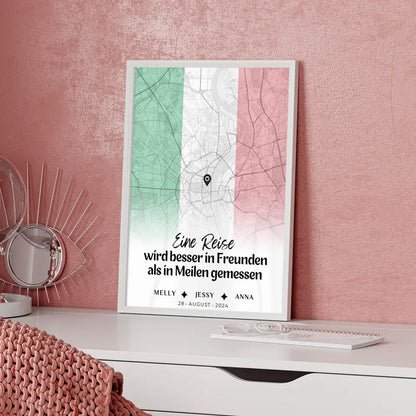 Personalisiertes Poster Freundinnen Stadtkarte Italien Urlaub Besser In Freunden Gemessen