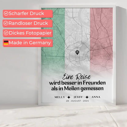 Personalisiertes Poster Freundinnen Stadtkarte Italien Urlaub Besser In Freunden Gemessen