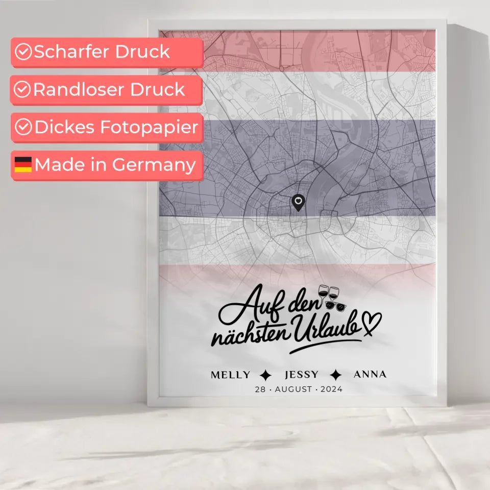 Personalisiertes Poster für Schwester Stadtkarte Urlaub Thailand Erinnere dich an den nächsten Urlaub