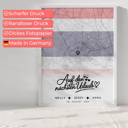 Personalisiertes Poster für Schwester Stadtkarte Urlaub Thailand Erinnere dich an den nächsten Urlaub