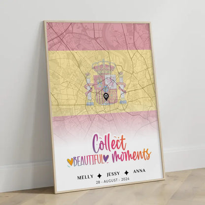 Personalisiertes Poster für Schwester Stadtkarte Urlaub Spanien Collect Beautiful Moments