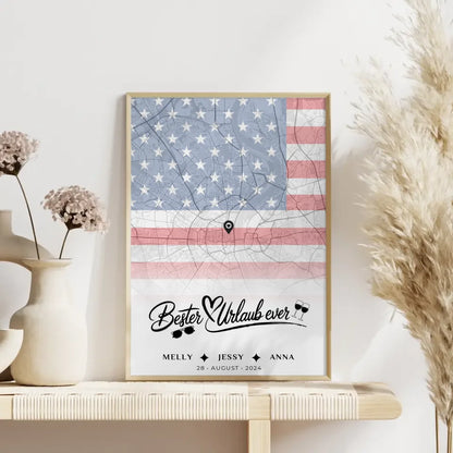 Personalisiertes Poster Stadtkarte USA für Schwester Bester Urlaub Ever