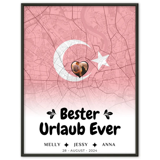 Personalisiertes Poster Freundinnen Stadtkarte Türkei Bester Urlaub Ever