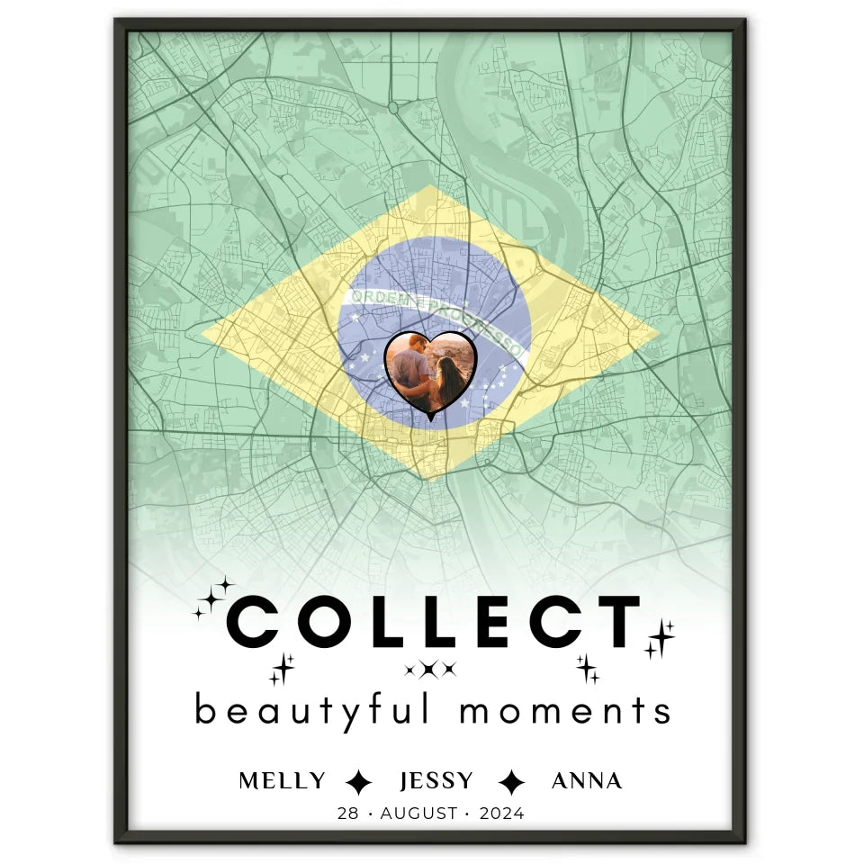 Personalisiertes Poster Schwester Stadtkarte Brasilien Foto Collect Beautiful Moments