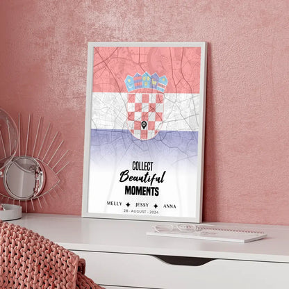 Personalisiertes Poster Freundinnen Stadtkarte Kroatien Urlaub Collect Beautyful Moments
