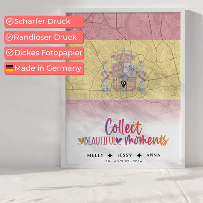 Personalisiertes Poster für Schwester Stadtkarte Urlaub Spanien Collect Beautiful Moments