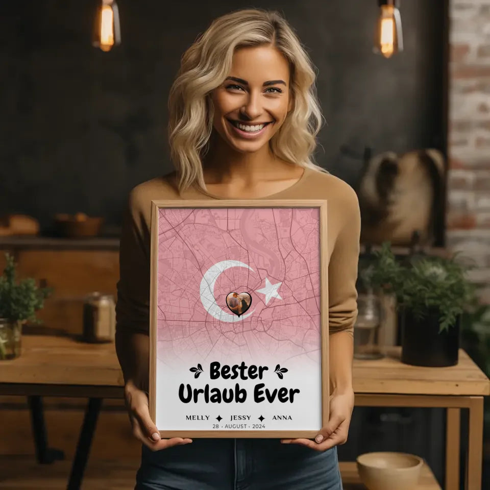 Personalisiertes Poster Freundinnen Stadtkarte Türkei Bester Urlaub Ever