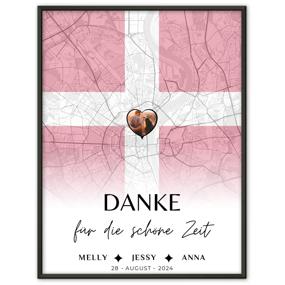 Personalisiertes Poster Stadtkarte Dänemark für Schwester Danke Für Die Schöne Zeit