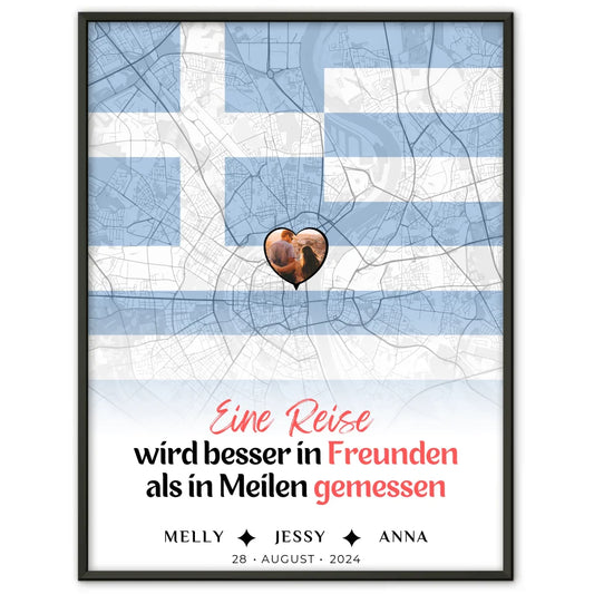 Personalisiertes Poster Schwester Stadtkarte Griechenland Foto Besser In Freunden