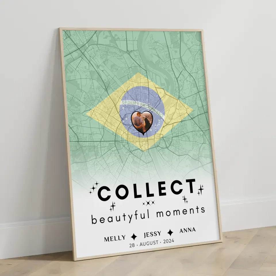 Personalisiertes Poster Schwester Stadtkarte Brasilien Foto Collect Beautiful Moments