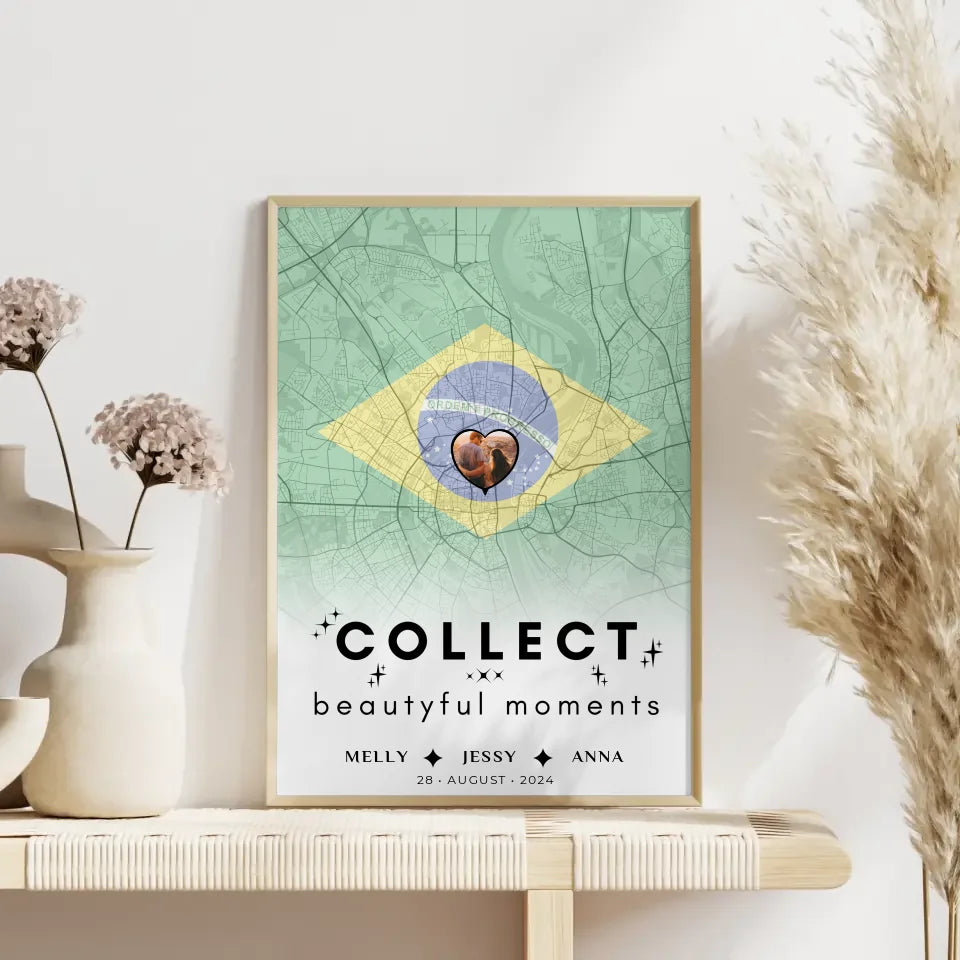 Personalisiertes Poster Schwester Stadtkarte Brasilien Foto Collect Beautiful Moments