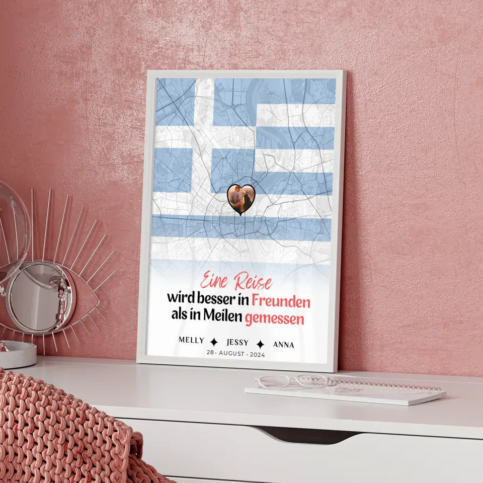Personalisiertes Poster Schwester Stadtkarte Griechenland Foto Besser In Freunden